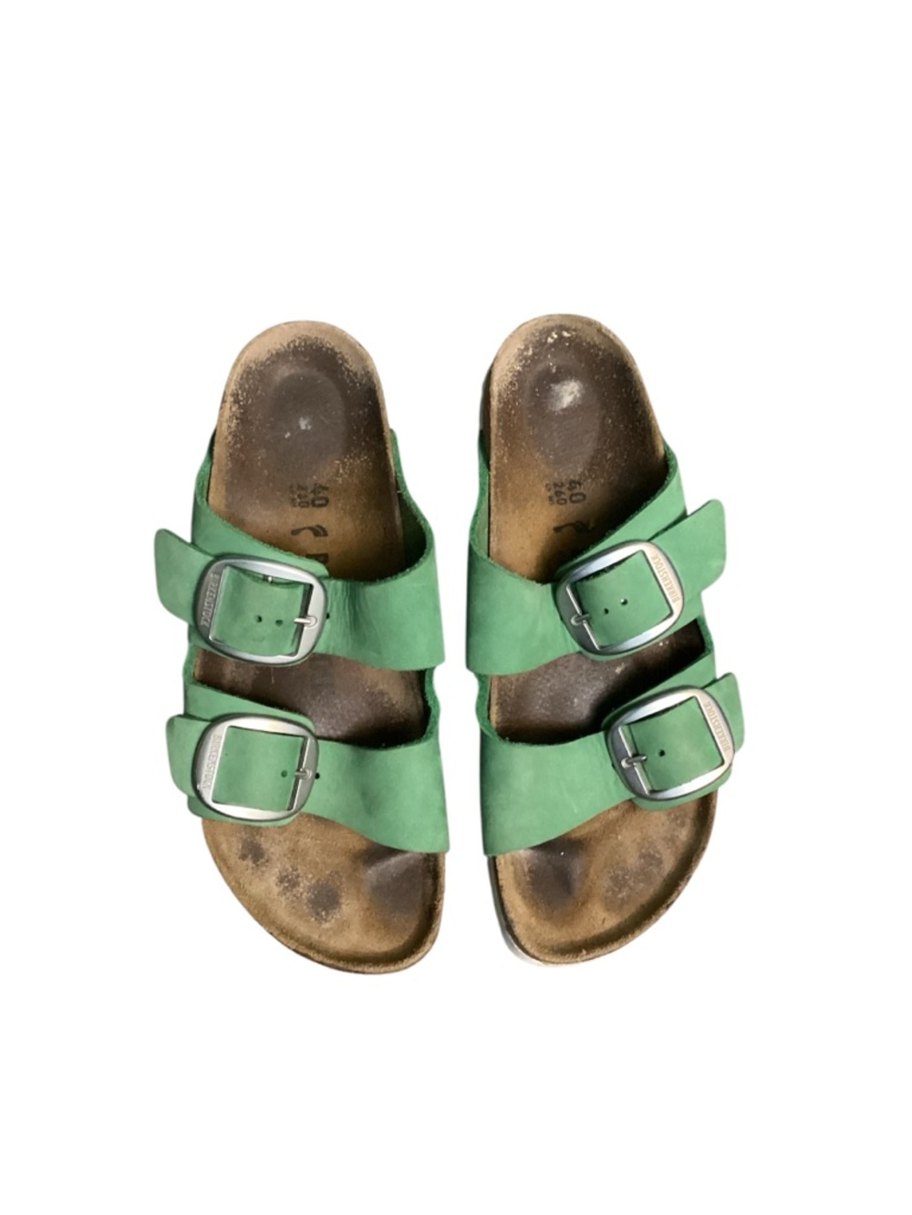 Birkenstock Arizona Big Buckle  Green Nubuck Sandals-2 - Picture 2 of 5